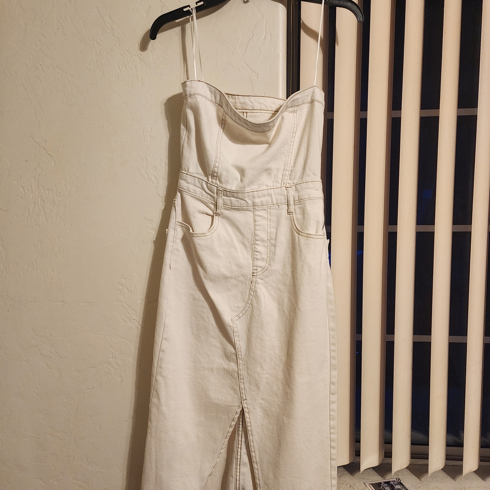 GB Girls Cream Denim Overalls
